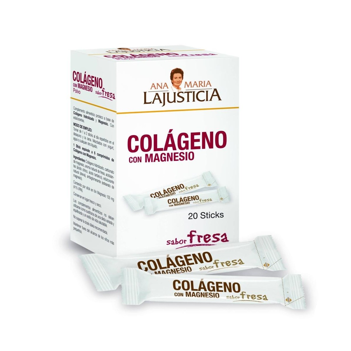 ana maria lajusticia colageno con magnesio 20 sticks sabor fresa