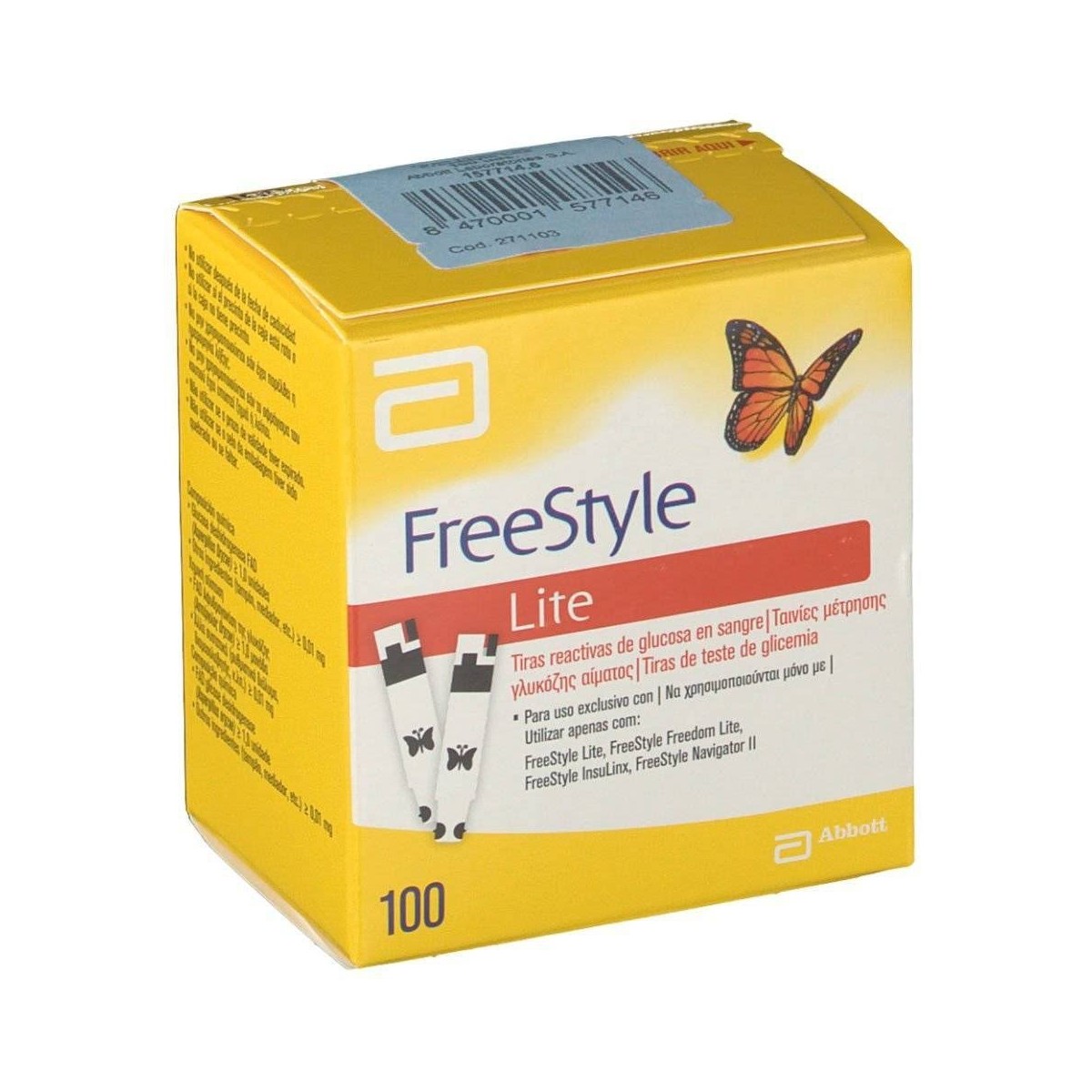 freestyle lite tiras reactivas de glucosa en sangre 100 uds