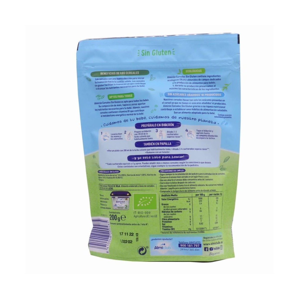 almiron cereales ecologicos sin gluten 200 g