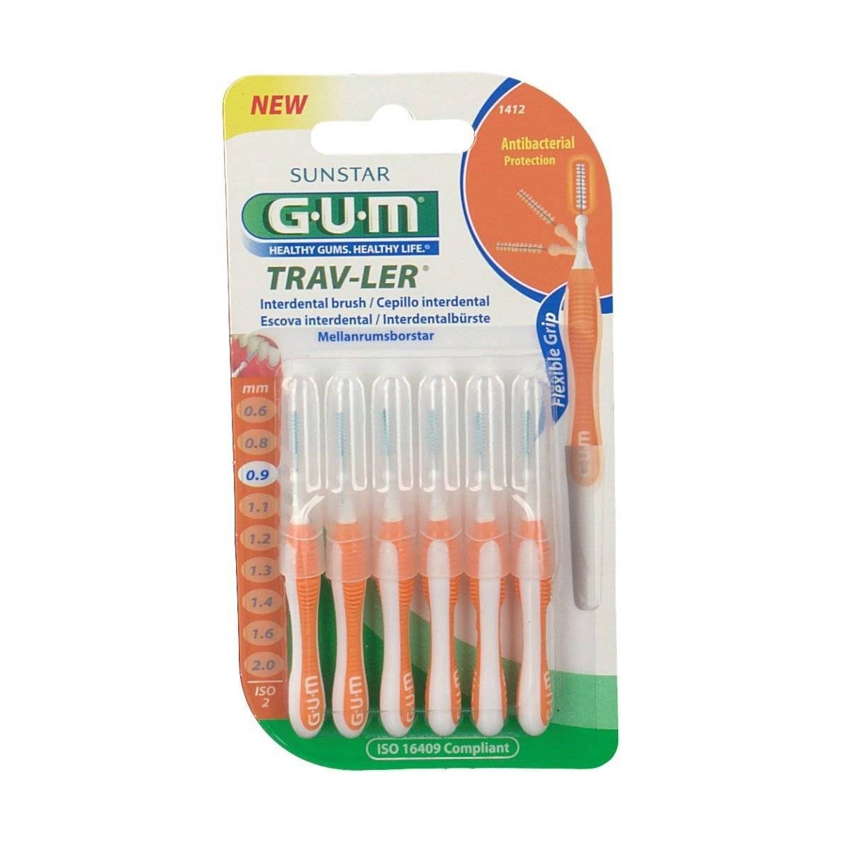 gum 1412 cepillo interdental trav ler 09mm