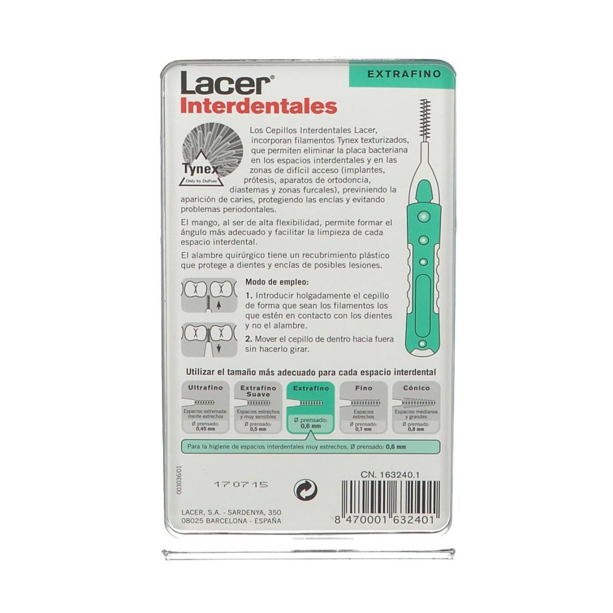 lacer cepillo interdental recto extrafino 10 u