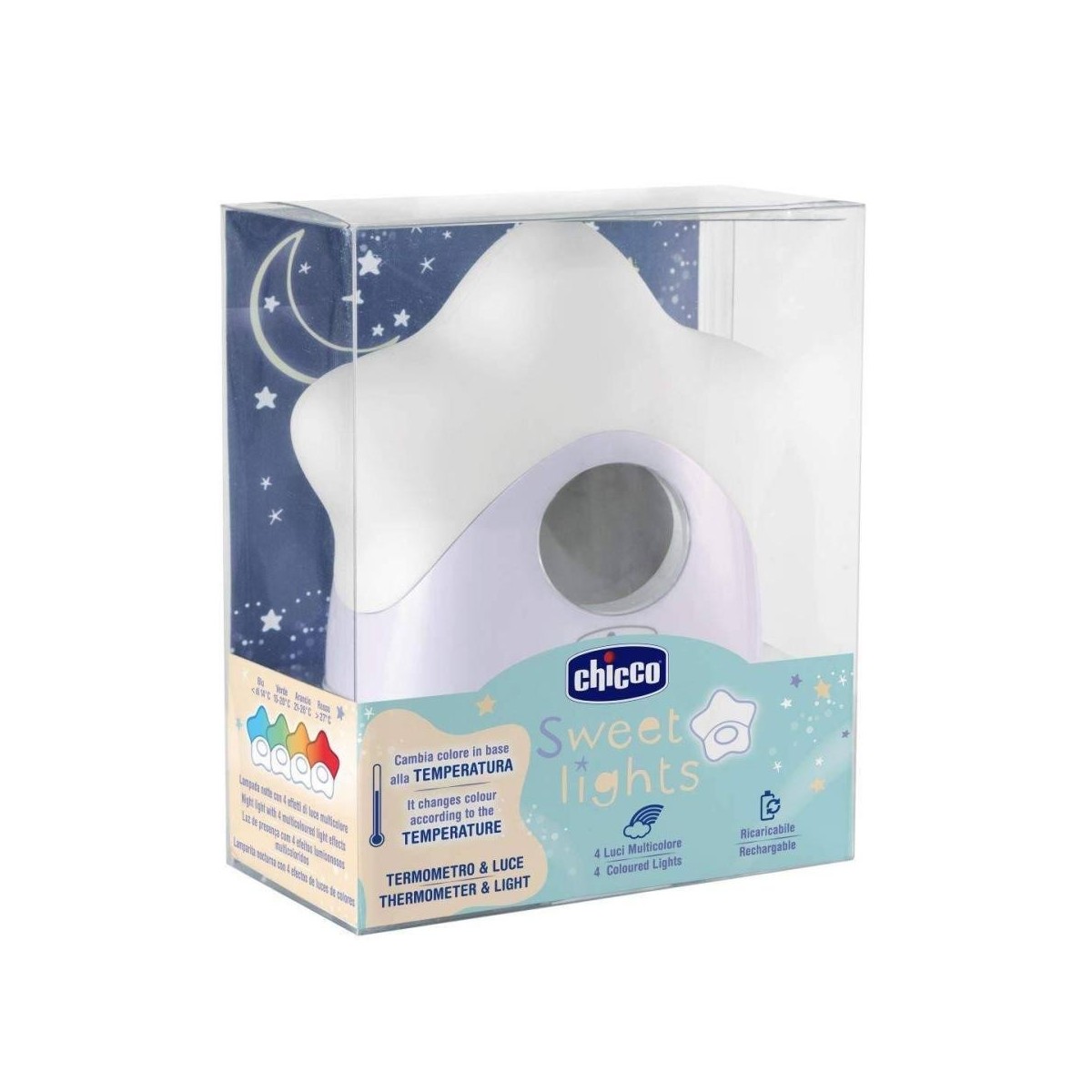 chicco estrella luz nocturna con termometro