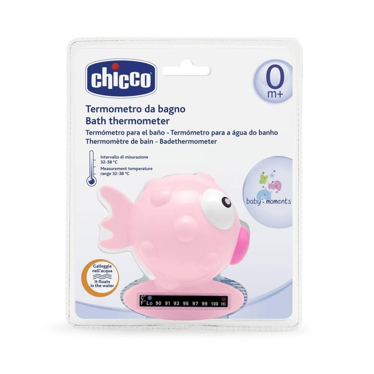 chicco termometro de bano pez rosa