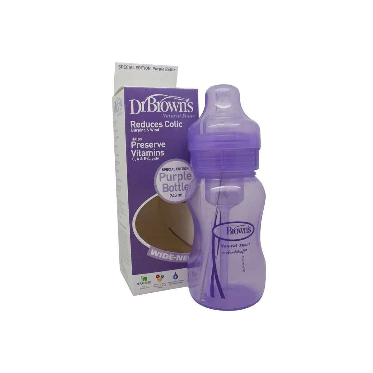 biberon boca ancha dr browns 240ml morado