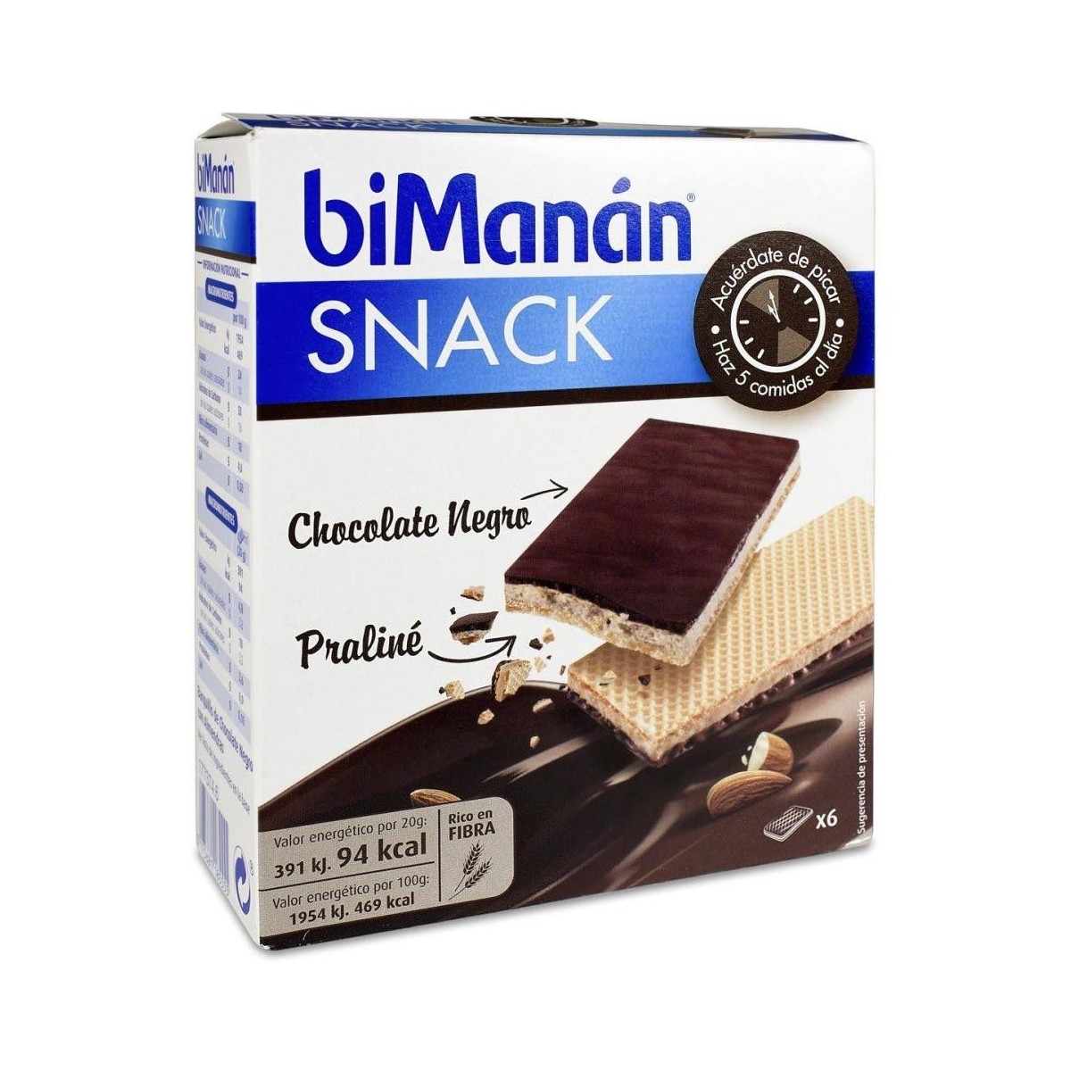 bimanan snack chocolate negro 6 unidades