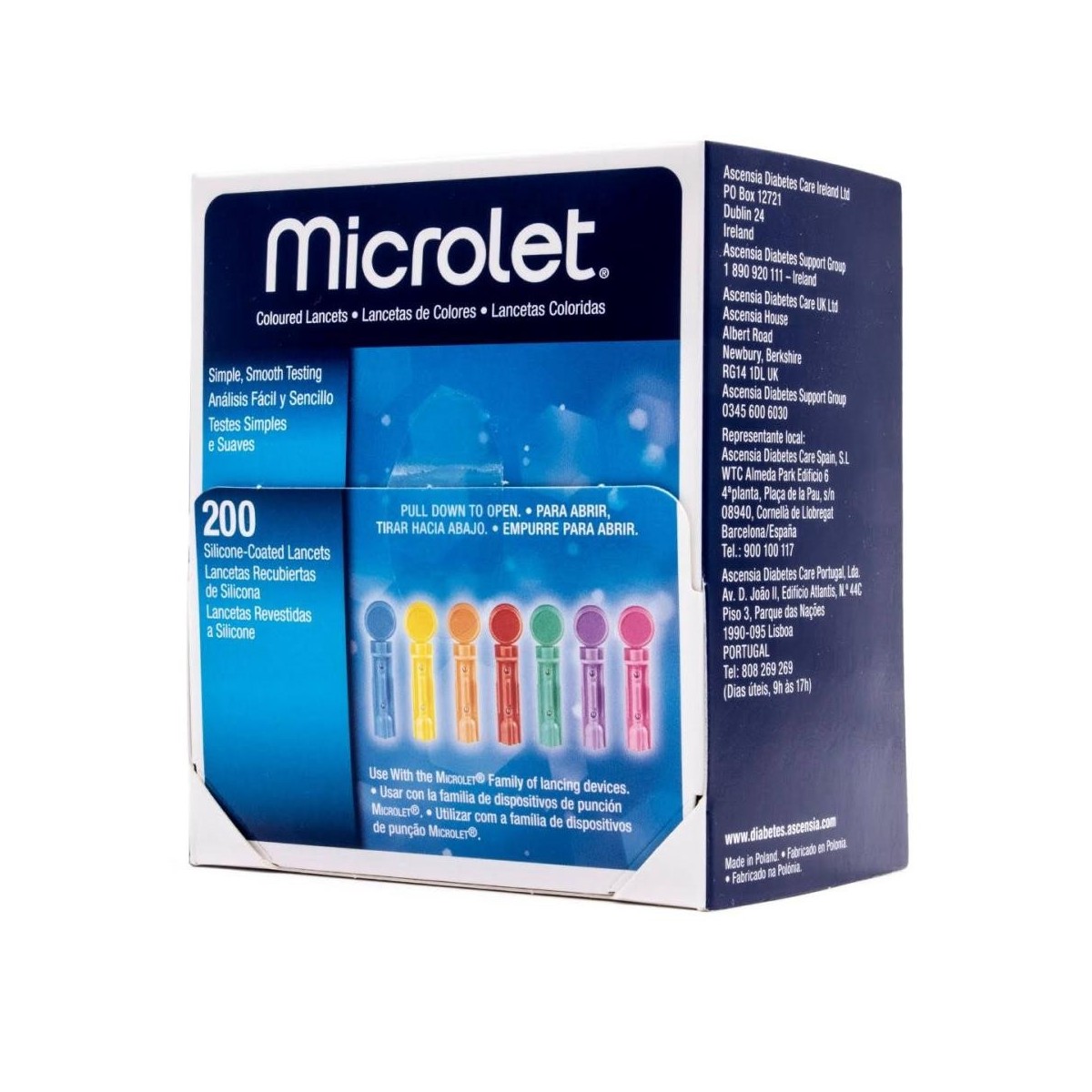 microlet de colores lancetas 200 unidades