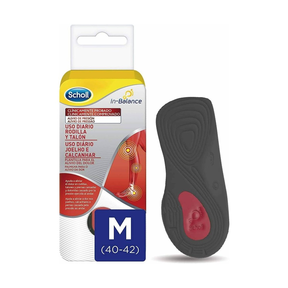 scholl plantillas in balance rodilla y talon talla m