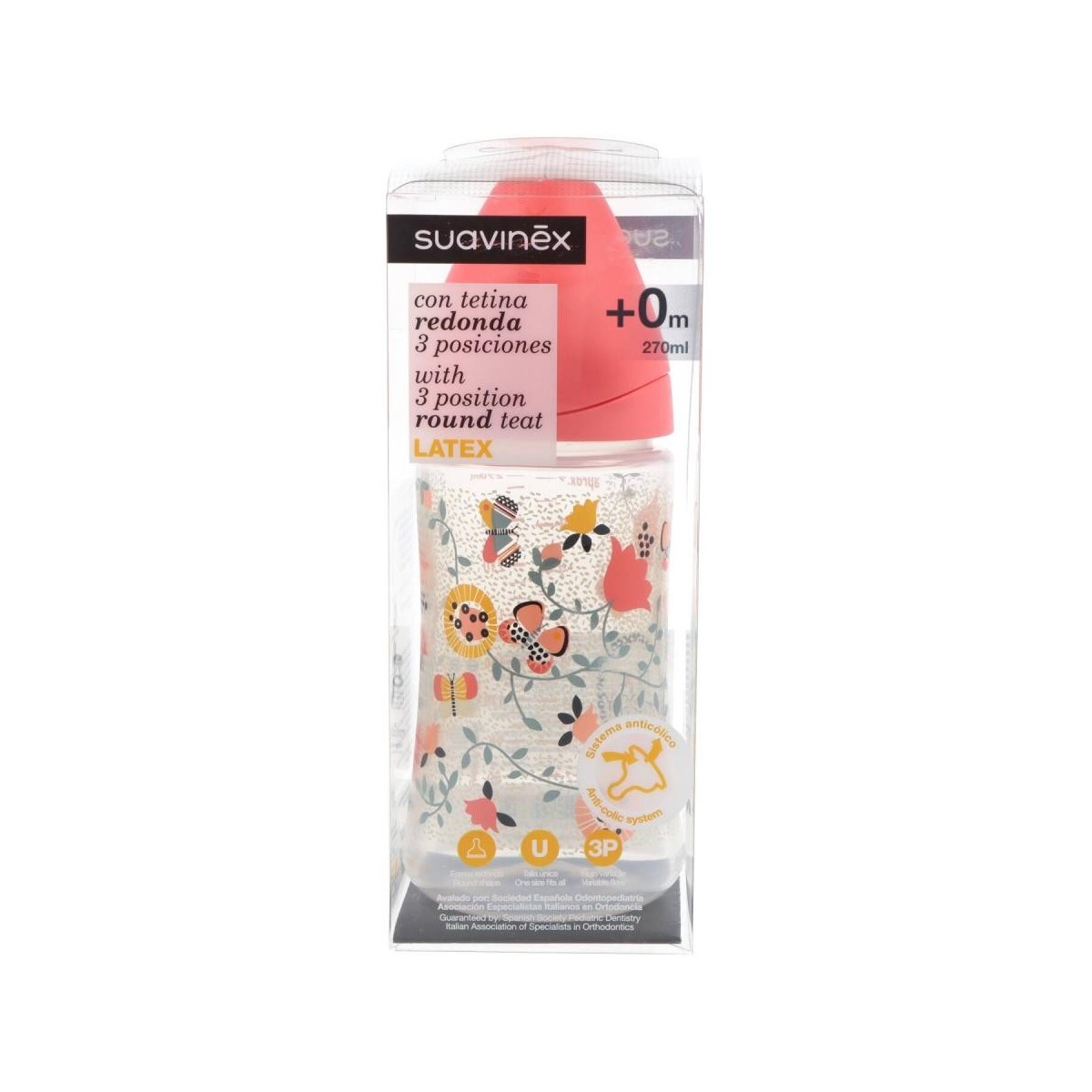 suavinex biberon boca ancha latex 270 ml 3 posiciones