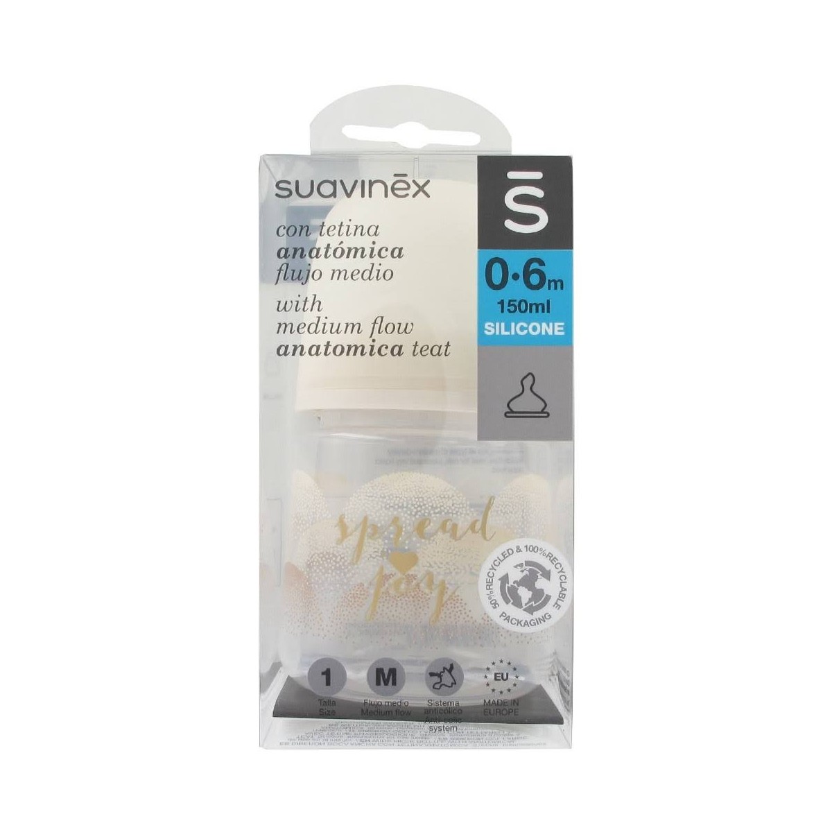 suavinex biberon tetina anatomica silicona 150 ml