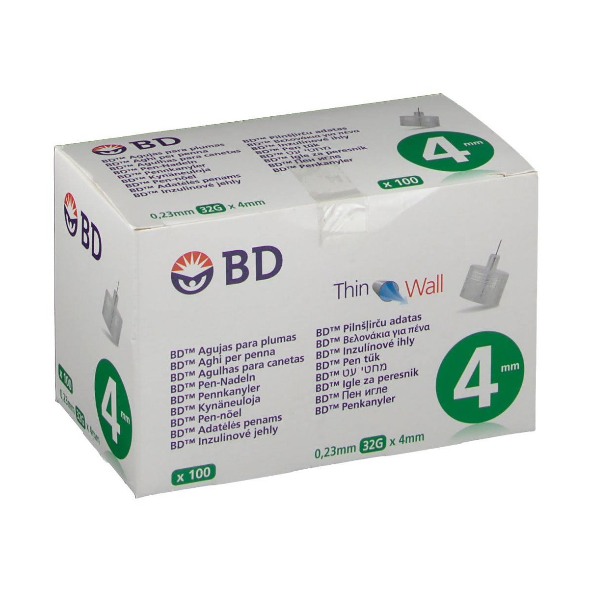 bd pluma insulina 4mm 100 uds